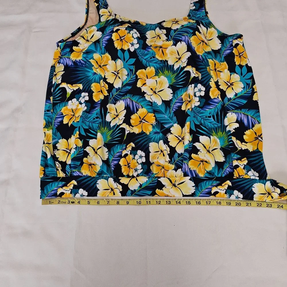 Swimsuit For All Women's Floral Side Tie Blouson Tankini And Shorts Plus Size 26 - Picture 11 of 16